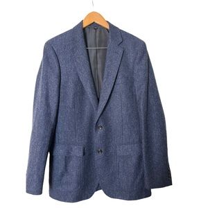 J Crew Ludlow Moon Blue Herringbone Tweed Patch Pocket Slim Blazer 40 L  0408